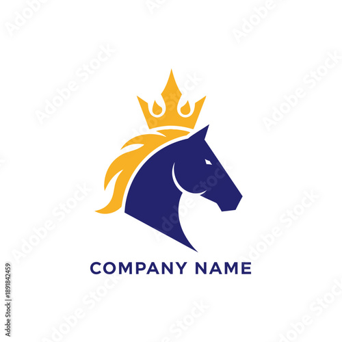 Horse Head With Golden Crown Logo.