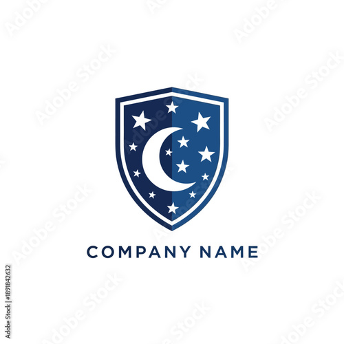 Shield with crescent moon and stars.