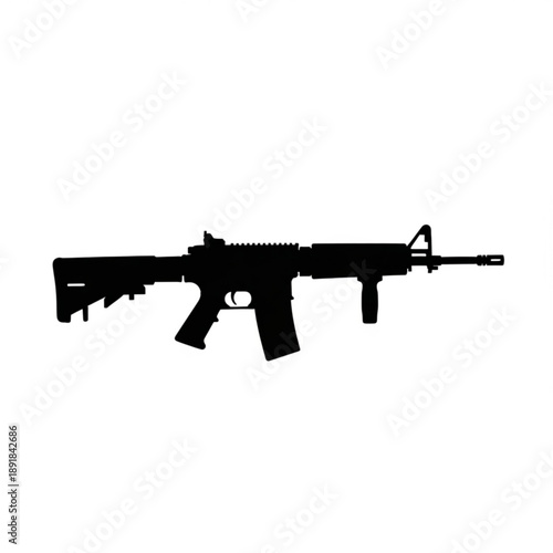 Black silhouette of a modern assault rifle