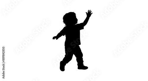 Silhouette of a child waving their hand in the air