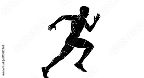 Black silhouette of a man running in a sprint