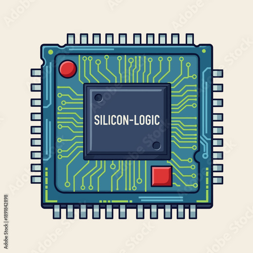 Silicon Logic Microchip Electronic Component.