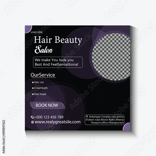 Modern Beauty Care and Spa Social Media Post Template with Elegant Skin Care and Salon Promotion Design