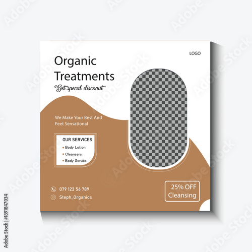 Modern Beauty Care and Spa Social Media Post Template with Elegant Skin Care and Salon Promotion Design