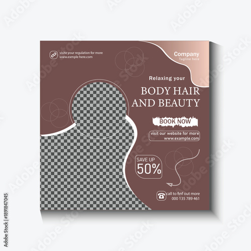 Modern Beauty Care and Spa Social Media Post Template with Elegant Skin Care and Salon Promotion Design