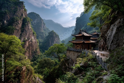 The palace group with mountains and streams encircling it.