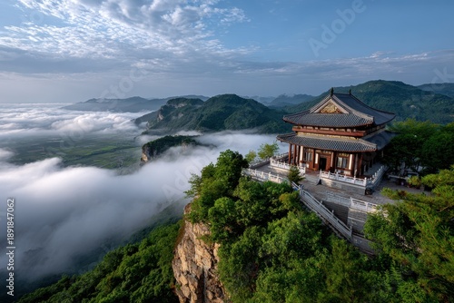 The palace group with mountains and streams encircling it.