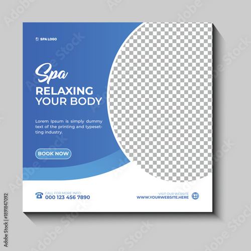 Modern Beauty Care and Spa Social Media Post Template with Elegant Skin Care and Salon Promotion Design