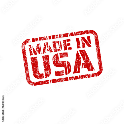 Made in USA grunge red rubber stamp. Vector icon