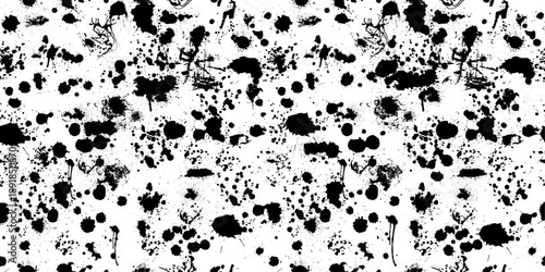 Seamless black blots background . Hand drawn. Not AI, vector illustration.