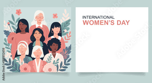 International Womens Day Illustration with Diverse Women.