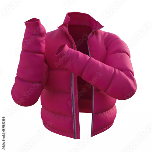 Isolated Pink Winter Puffer Jacket