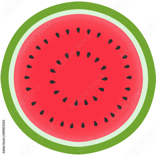Top View Half Watermelon Vector Illustration