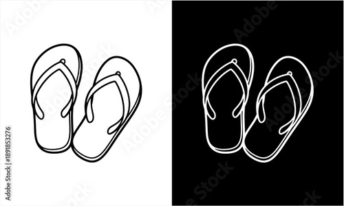 Simple Hand-Drawn Outline of a Pair of Flip-Flops.
