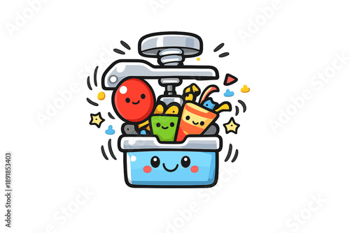Festive Compression Icon. Doodle-style vector icon of holiday archiving, friendly compression app icon squeezing festive symbols