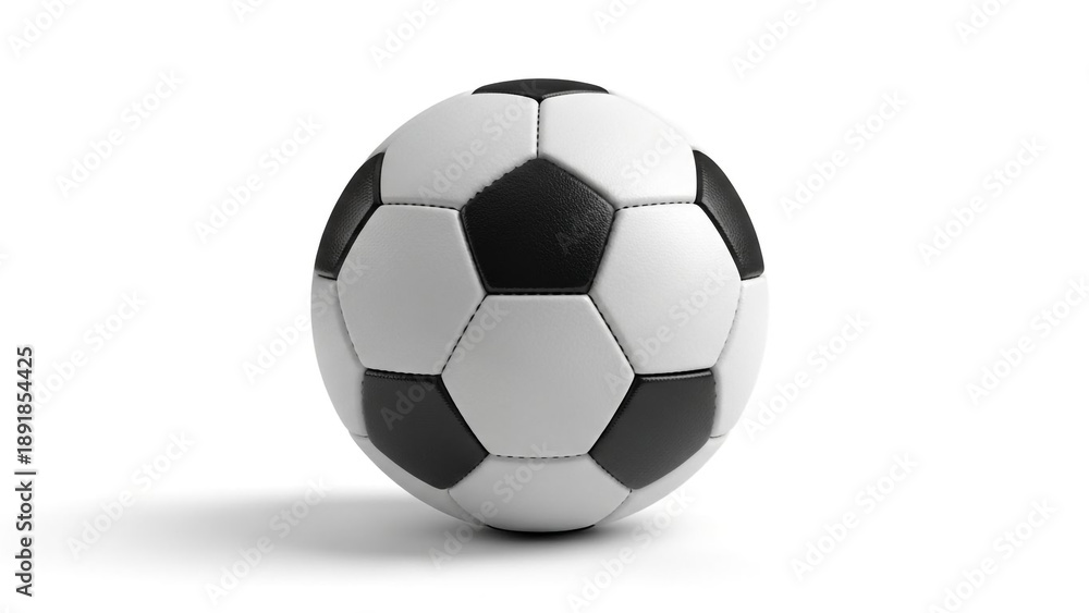 Fototapeta premium Classic Black and White Soccer Ball in Studio Lighting on Isolated White Background for Sports Branding