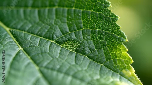 Closeup of a green leaf