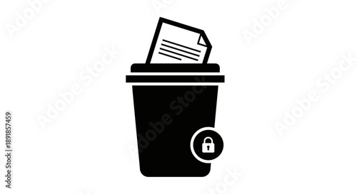 Secure Document Disposal in Locked Trash Can.