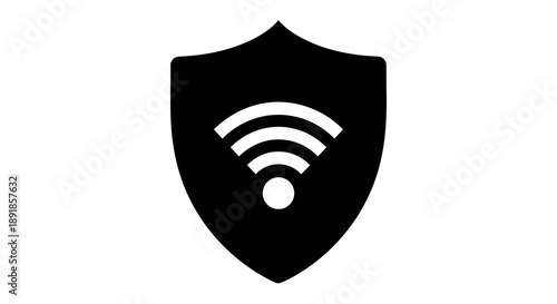 Secure Wireless Network Protection Shield Icon.
