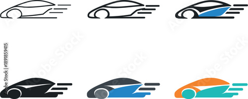 Innovative Mobility Symbol Grid. Visionary mobility symbol portraying a streamlined vehicle form combined with forward motion cues
