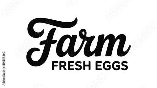 Farm fresh eggs text logo for organic produce and natural food branding Vector