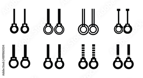 Stylized depictions of various faucet handles in a black silhouette