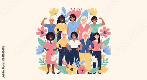 Diverse Group of Women Standing Together in Solidarity and Empowerment.