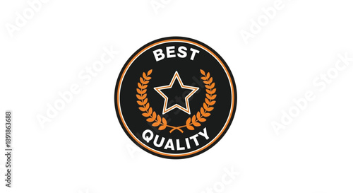 Best quality badge with a white star circular design silhouette