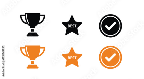 Awards trophies and stars in a minimalist design silhouette