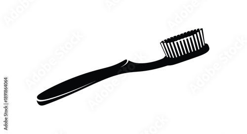 A black toothbrush depicted in a stark graphic silhouette