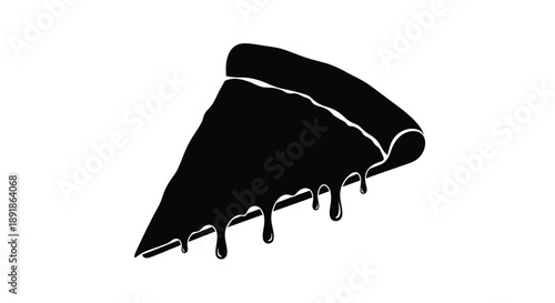 A single slice of pizza depicted in a stark black silhouette