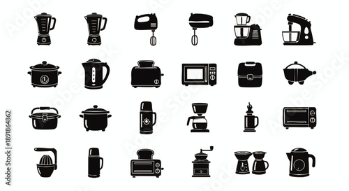 Black and white kitchen appliances blender