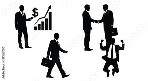 Business figures show growth and agreement.