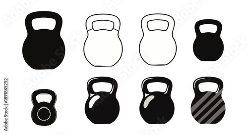 Black and white kettlebell weights fitness exercise