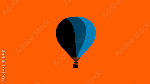 A stylized hot air balloon illustration against an orange background, simplistic and vibrant