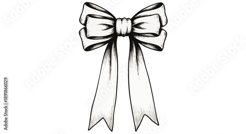 Black and white of a ribbon bow shading gift