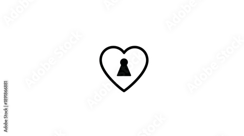 A black outlined heart shape with a lock inside, centered on a white background