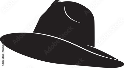 Classic Fedora Hat Silhouette Icon Isolated on White Background for Fashion Design