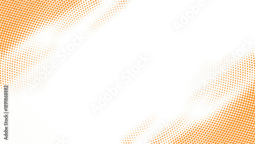 Abstract orange and white vector background with dynamic halftone squares pattern forming a diagonal frame perfect for energetic business banners and creative digital layouts