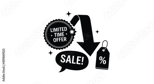 Black sale banner with limited time offer featuring a bold silhouette