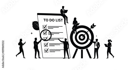 Achieving goals and completing tasks represented by a striking silhouette