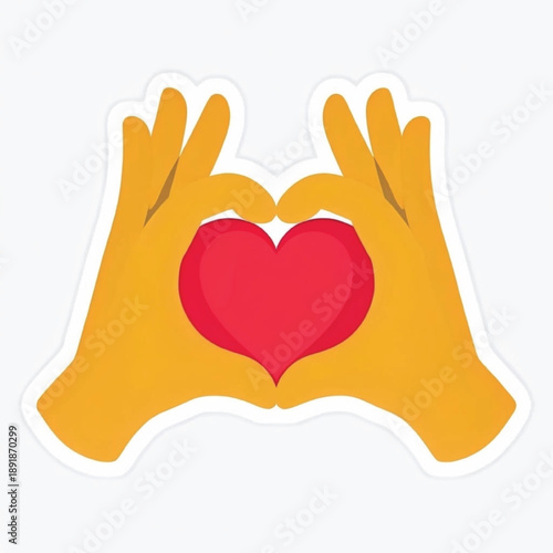 Hands Forming Heart with Red Center – Cute Love and Affection Symbol Illustration
