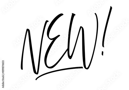 New. Vector lettering sticker. New label or tag. Promotion badge