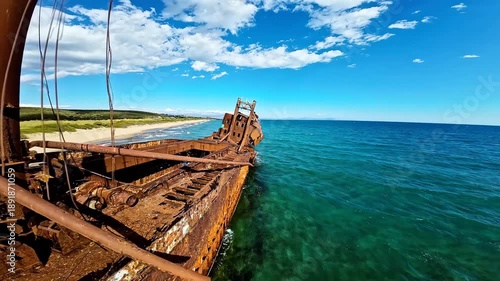 old wooden boat on the beach