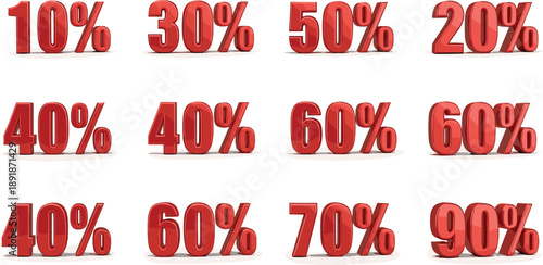 Percentage values displayed in a grid pattern on a clean white interface for data representation and analysis purposes from a straightforward viewpoint