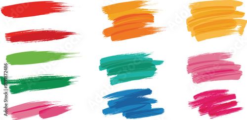 Vibrant brush strokes in various colors arranged in a grid pattern on a clean background, viewed from a straightforward perspective