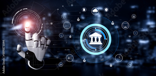 Wallpaper Mural The role of AI in the global FinTech and digital banking network. An AI financial system connected to the worldwide digital economy. Motif Torontodigital.ca