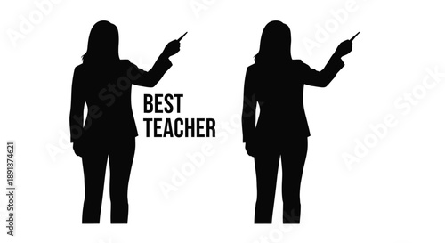 Two female teachers pointing with text overlay a dark silhouette