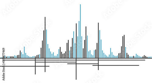 Graphical representation of data with bars and lines.