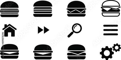 Culinary and Web Interface Elements in Solid Style. Multi-Purpose Icon Collection for Digital Products and Platforms. Modern UI Concept